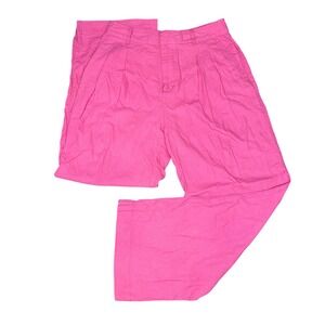 Gap Wide Leg Trousers Womens Sz 6 Hot Pink Linen Blend Pleated High Rise Pants